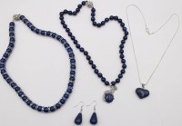 Auktion 375<br>Konvolut Amethystschmuck, 3x Katten, sowie Paar Ohrh&auml;nger, ca. L-45cm