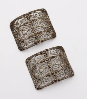 Auktion 375<br>Paar Schuhschnallen, &auml;lter, silberfarben, 5 x 4cm