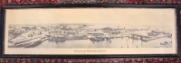 Auktion 375<br>gr. Panorama von Cuxhaven, alt ger./Glas, 36,5 x 122cm