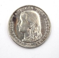 Auktion 375 / Los 6038 <br>1-Gulden-Silberm&uuml;nze der Niederlande, 1892, 9,8gr., 2,8cm.