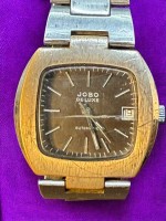 Auktion 375<br>automatic HAU "Jobo" de Luxe, Werk l&auml;uft, Glas zerkratzt, Stahlband, D-3,5 cm