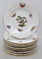 Auktion 375<br>9x kl. Teller, Herend, Dekor Rothschild, ca. D-12,5cm