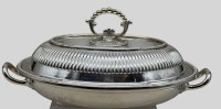 Auktion 375<br>Sammlungsaufl&ouml;sung, antike versilberte Servierschale, PAGE KEEN &amp; PAGE PLYMOUTH, &auml;lter, 3tlg.,  ca. H-12,5cm B-31,5cm T-21cm, Versilberung erneuert