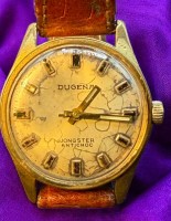 Auktion 375<br>mechan. Armbanduhr "Dugena" Jongster, Lederband, Werk l&auml;uft