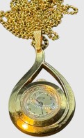 Auktion 375<br>mechan. Damenumh&auml;ngeuhr an langer Double-Kette "Hudson" 17 Rubis, Werk l&auml;uft, Swiss made