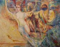 Auktion 375<br>NiKo wohl Nicolai Coster, surreales Gem&auml;lde, &Ouml;l/Leinwand, gerahmt, RG 96,5  x 117cm, Speditionsversand!