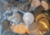 Auktion 375<br>kl. T&uuml;te BRD, 1+2 Pfennigst&uuml;cke, ca. 300 gr.