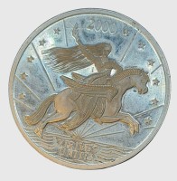 Auktion 375<br>Millennium Werbemedaille von Philip Morris ( 2000 )., versilbert, D-4 cm