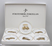 Auktion 375<br>6x Untersetzer mit Oldtimer-Motiven, F&uuml;rstenberg, orig. Karton, D-9,5cm