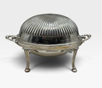 Auktion 375<br>Sammlungsaufl&ouml;sung, antike, versilberte Deckelschale, 3tlg, William Hutton &amp; Sons Sheffield, ca. H-20,5cm B-36cm T-21,5cm , Versilberung erneuert