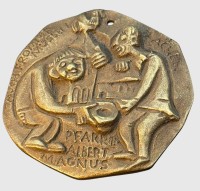 Auktion 375<br>Bronze Plakette "Auch Fromme m&uuml;ssen lachen", D-8 cm