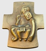 Auktion 375<br>Bronze Kreuz mit Pieta, 8x6,5 cm
