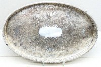 Auktion 375<br>ovales Galerietablett "Sheffield" Copper plated, Gebrauchsspuren, H-4 cm, 36,5x24 cm
