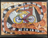 Auktion 375<br>&bdquo;DADAKULACI - Laticauda Colubrina&ldquo; (Oeuvre 956) von Friedensreich Hundertwasser aus dem Jahr 1994 , Seeschlange betitelt, Grafik, ger/Glas, RG ca. 40x50 cm