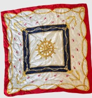 Auktion 375<br>Schal aus reiner Seide mit maritimem Motiv,  80x80 cm (mit Reederei-Marke "Deilmann", jetzt f&uuml;r Schweizer Flussfahrten-Reederei ENS)