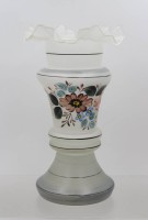 Auktion 376<br>Opalinglasvase, florale Emaillemalerei, ca. H- 26,5cm