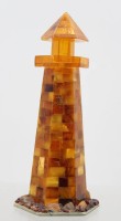 Auktion 376<br>Leuchtturm aus Bernstein gefertigt, &auml;lter, ca. H-17,2cm,