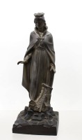 Auktion 376<br>Metallfigur der Hlg. Barbara, Schutzpatronin der Bergleute, ca. H-24cm