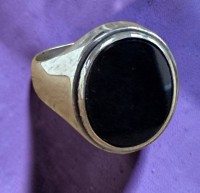 Auktion 376 / Los 1011 <br>Herren Silberring-925- mit Onyx Lagenstein, RG 64, 4,66 gr.