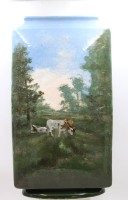 Antique vase probably Haviland & Co, fine painting, grazing cows, unfortunately glued on the reverse, approx. H 53 cm W 28 cm