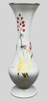 Tall vase on stand "Höhr" Grenzhausen, floral decor with butterfly, H 34 cm, hand-painted