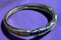 Auktion 376<br>schmaler Silberring-925-, mit blauen und klaren Steinen, RG 54, 1,23 gr.