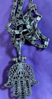 Auktion 376<br>Silberkette-925- mit Hamsa Hand-Anh&auml;nger, 6,18 gr