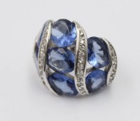 Auktion 376<br>Silber-Ring, blaue u. klare Steine, RG 54, 11,8gr.