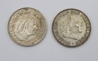 Auktion 376<br>2x je 2 1/2 Gulden, 1959/61, 30,1gr.