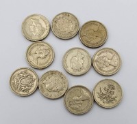 Auktion 376<br>10x One Pound M&uuml;nzen, England, 80er Jahre
