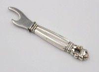 Auktion 376<br>kl. Flaschen&ouml;ffner mit Silbergriff, Acorn, Georg Jensen, L-8,3cm