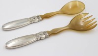Auktion 376<br>Salatbesteck, Cactus, Georg Jensen, Silbergriffe, 1931, L-20,5cm