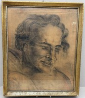 Auktion 376<br>Altmeister Zeichnung, M&auml;nnerportrait, ger/Glas, RG 41x34 cm
