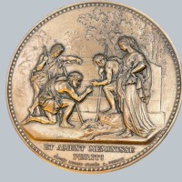Auktion 376<br>gr. Bronze-Medaille des Lion Clubs est Notre Dame, frz. beschriftet, 3.April 2001, D-7 cm
