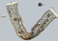 Auktion 376<br>breites Silber-Armband mit klaren Steinen, L- min. 21 cm, 15,93 gr.