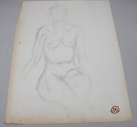 Auktion 376<br>Ein Akt wohl eine Baigneuse , Zeichnung wohl Kohle  signiert und Nummeriert 