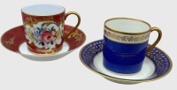 Auktion 376<br>2x Moccatassen mit U.T., 1x France, 1x Hertel&amp;Jacob