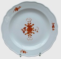 Auktion 376<br>kl. Speiseteller "Meissen" 1.Wahl, rote indian. Blumen, D-21,5 cm