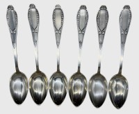 Auktion 376<br>6x Silberl&ouml;ffel-800-, L-22 cm,  zusammen  296 gr. alle mit Namensgravur verso und datiert 1932