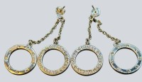 Auktion 376<br>Paar Ohrh&auml;nger "Guess Circle Lights" Mod. Jube 03161, Edelstahl und klare Strasssteine, Schieber fehlen, L-6 cm, 13,90 gr