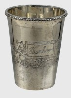 Auktion 376<br>massiver versilberter Becher "Bonheur", ungeputzt, H-9 cm
