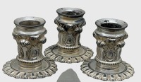 Auktion 376<br>3x versilberte Kerzenst&auml;nder, ungepflegt, H-6 cm