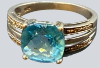 Auktion 376<br>Silberring-925- mit blauen Stein, RG 54, 2,95 gr