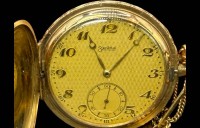 Auktion 376<br>mechan. Sprungdeckel-Taschenuhr  "Zentra" Werk l&auml;uft, Double-Geh&auml;use und Uhrenkette, gut erhalten