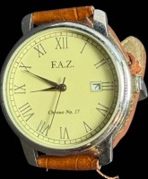 Auktion 376<br>Werbe HAU  "F.A.Z." Chrono 17, Lederband, Quartz, Werk nicht gepr&uuml;ft