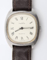 Auktion 376<br>Vintage-Armbanduhr, Ruhla, Quarzuhrwerk l&auml;uft,  ca. D-3,2cm, getragene Erhaltung