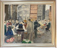 Auktion 376<br>Hajo, 1960"Blumenmarkt" &Ouml;l/Leinen, gerahmt, RG 62x70 cm