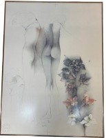 Auktion 376<br>Bruno Bruni, Poster "Orchideen f&uuml;r John"  MG 81x60 cm, ger/Glas,(wird ohne Rahmung versandt)
