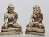 Auktion 376<br>wohl antike Buddhafiguren, Burma?, Speckstein, ca. H-18cm