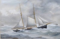 Auktion 376<br>Reuben CHAPPELL OF GOOLE (1870-1940), Rescue of  Hamburg Cpt. J. Jungclaus, Aquarell, restau. bed&uuml;rftig, ger./Glas, RG 63 x 78cm, Sperrgutversand!